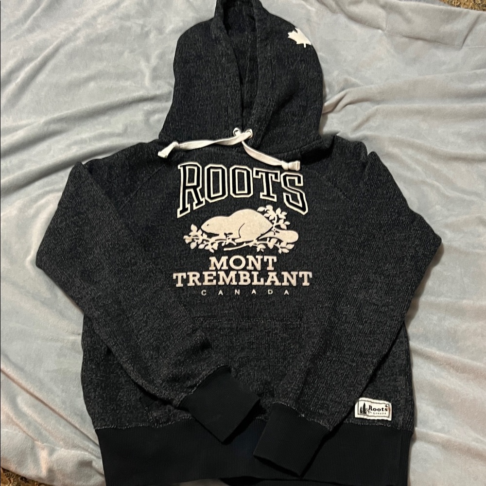 Roots Charcoal Hoodie with Cream Logo